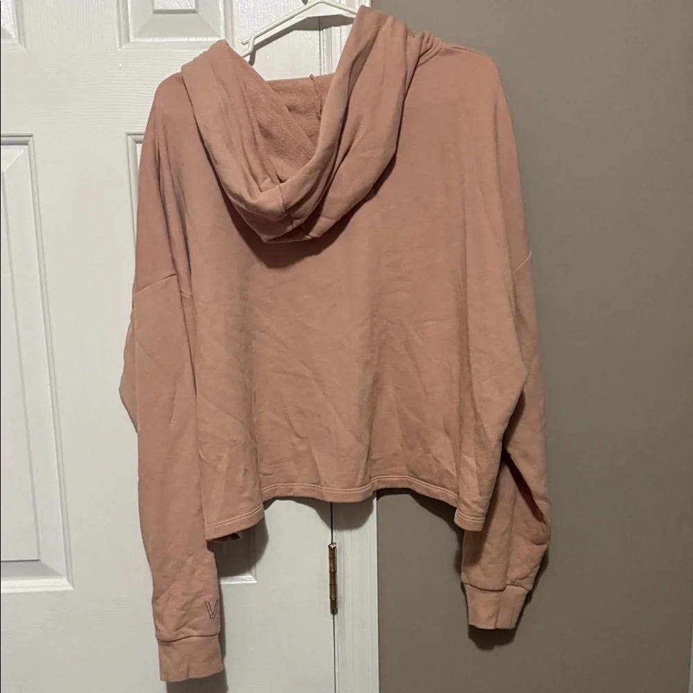 🤎 Victoria Sport Cropped Hoodie Sweatshirt Size XL | Blush Taupe - Picture 3 of 7